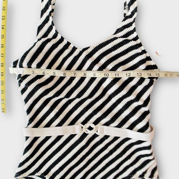 NWT Vintage 70s 80s Jantzen Striped Belted Retro Pinup Bodycon Swimsuit 16 USA - Picture 11 of 16